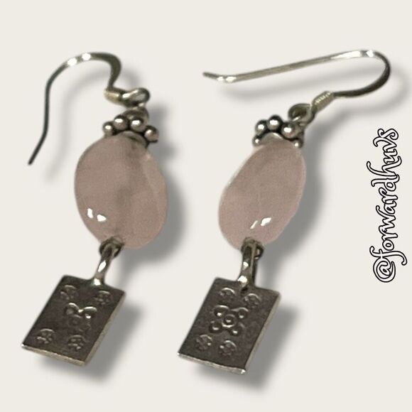 Faceted Pink Quartz Dangle Earrings - Picture 5 of 8